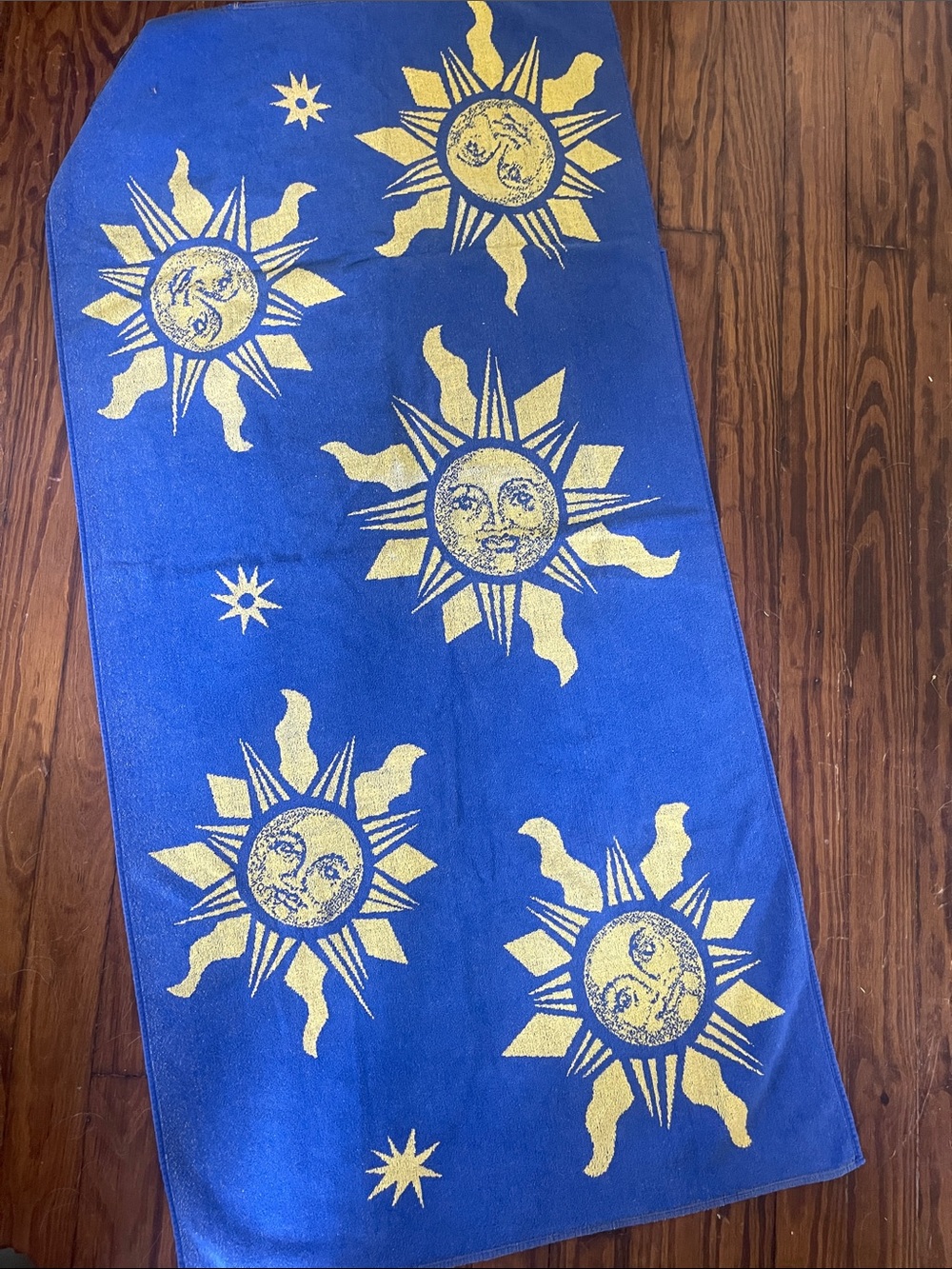 Vibrant Vintage Blue & Gold Beach Towel